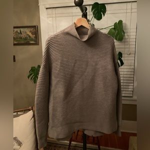 Wool ribbed funnel neck sweater